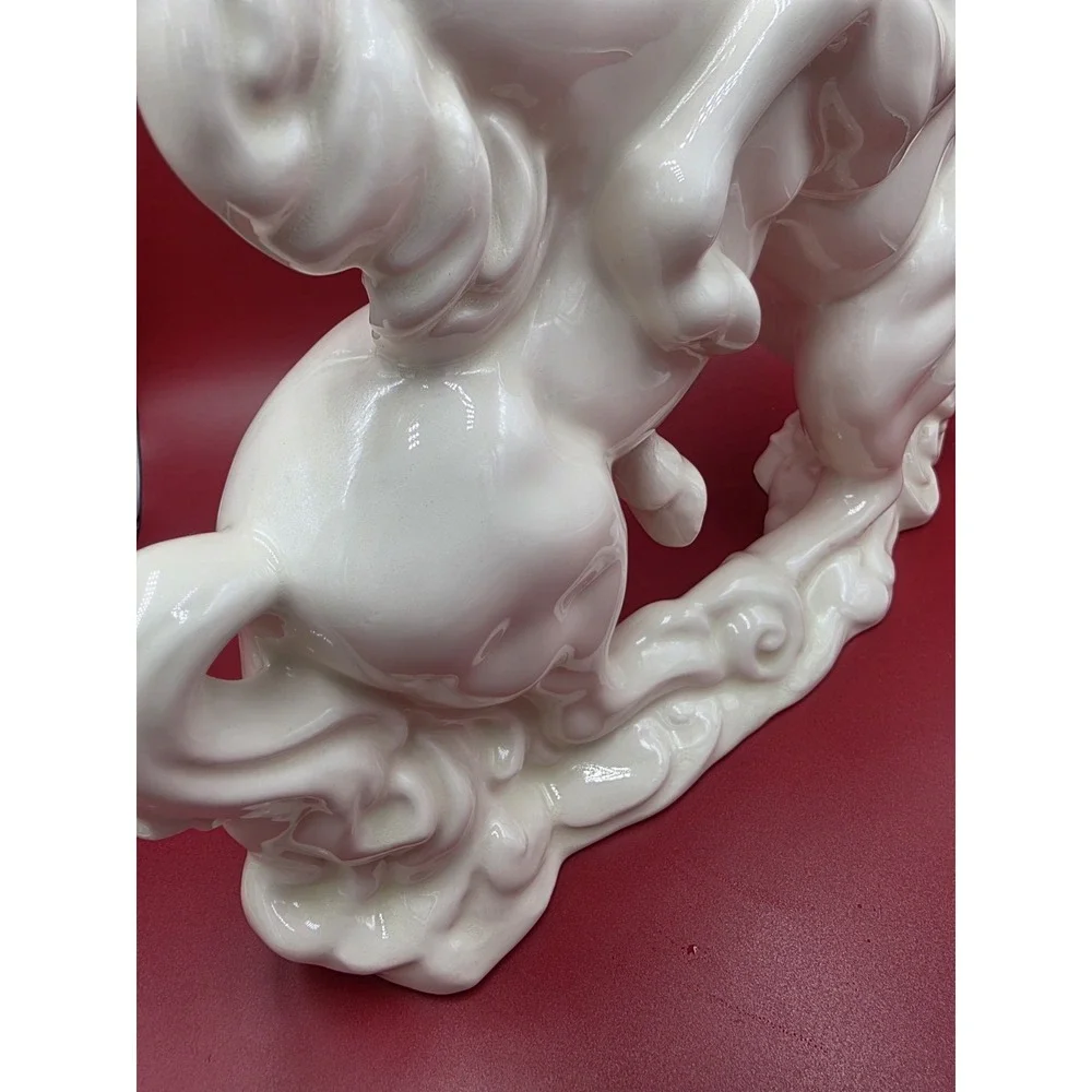 Vintage 1983/85 White Ceramic Horses Statue Signed 12.5" Equestrian Decor Rare - Picture 14 of 16